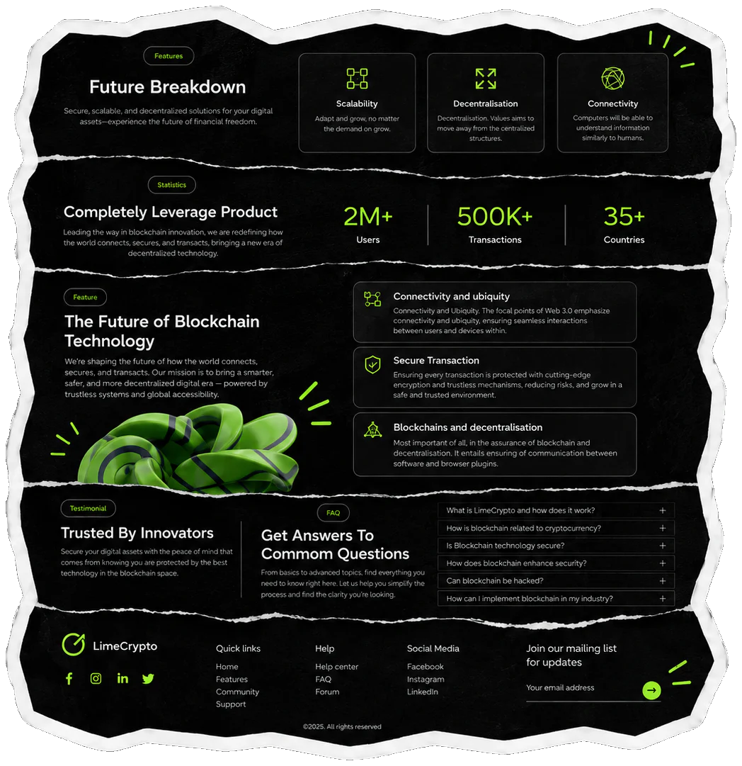 LimeCrypto interface sections and components