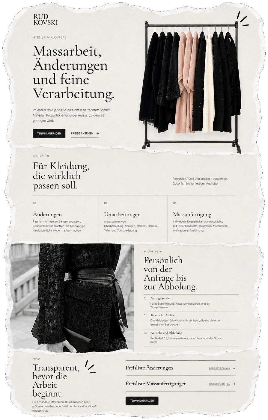 Rudkovski Atelier services page overview